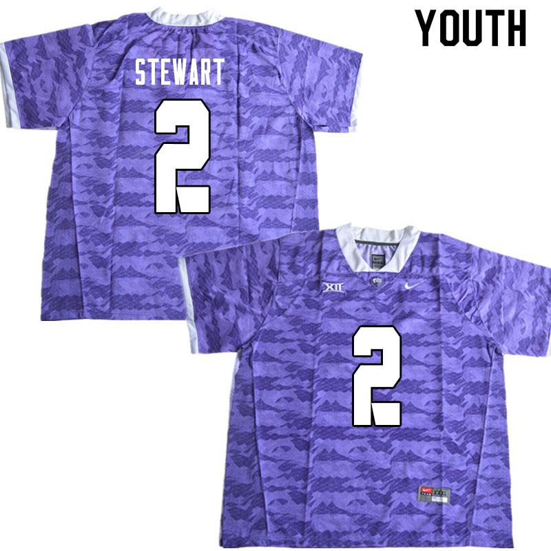 Youth #2 Kee'yon Stewart TCU Horned Frogs College Football Jerseys Sale-Limited Purple